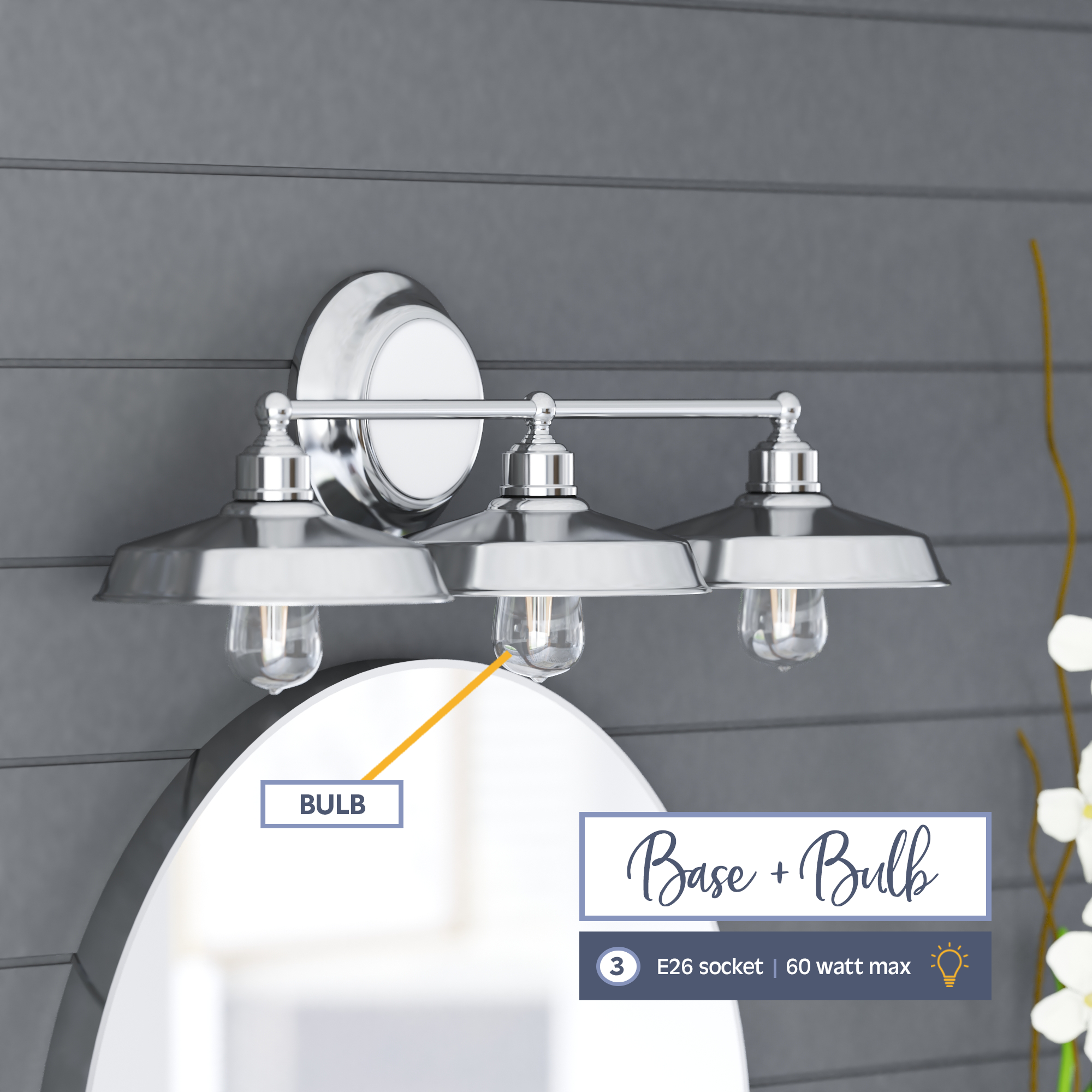 Lyndan 3-Light Vanity Light Fixture - Brushed Nickel Finish - Perfect for Bathroom, Bedroom, or Dressing Room Makeup Mirror Lighting