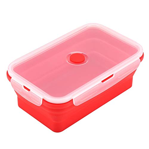 Portable Folding Lunch Box - Microwave Safe Rectangle Food Container for Office, School & Travel - BPA Free Reusable Meal Prep Storage