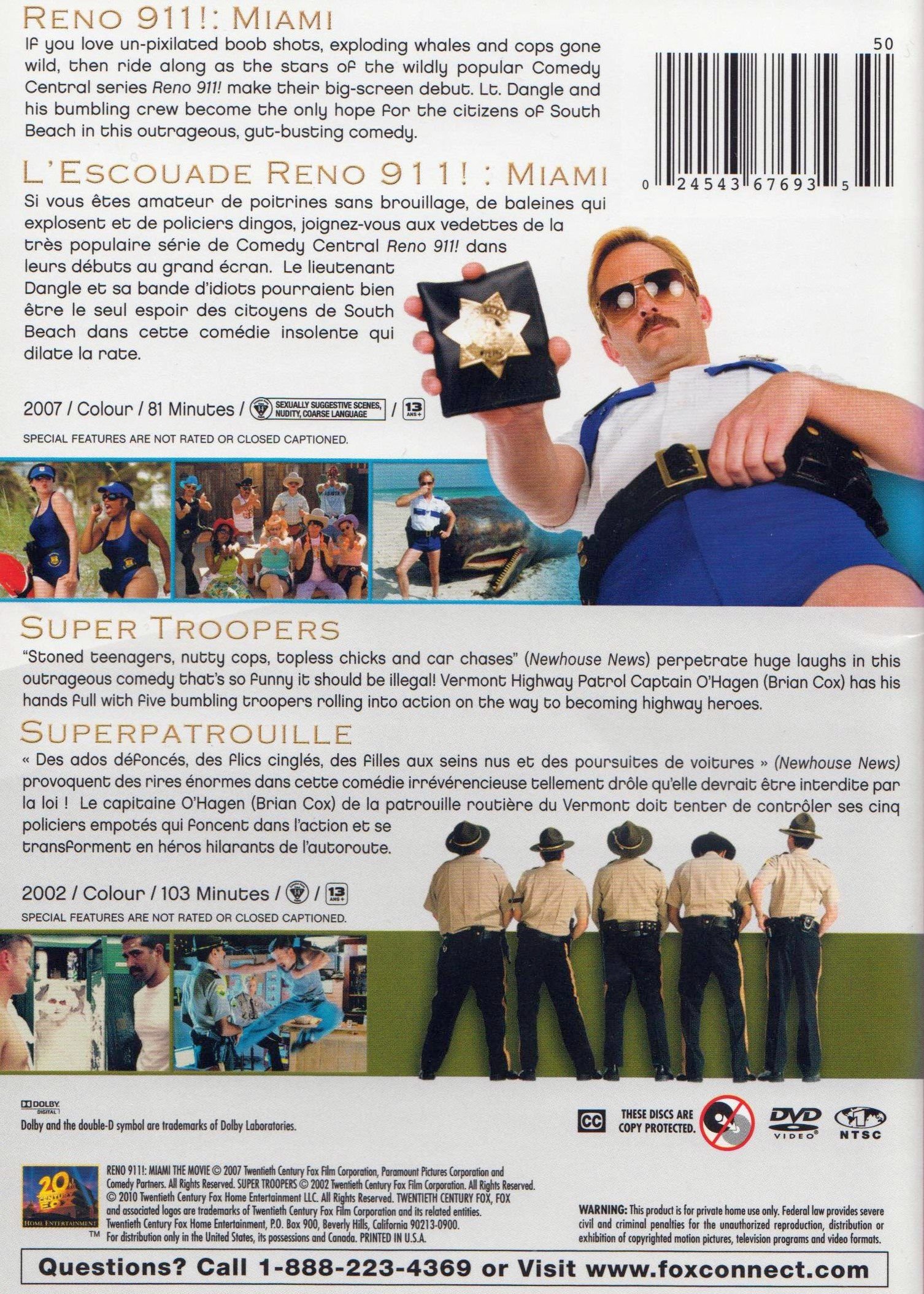 Reno 911! Miami & Super Troopers Double Feature DVD - Comedy Movie Collection for Movie Nights & Gifts