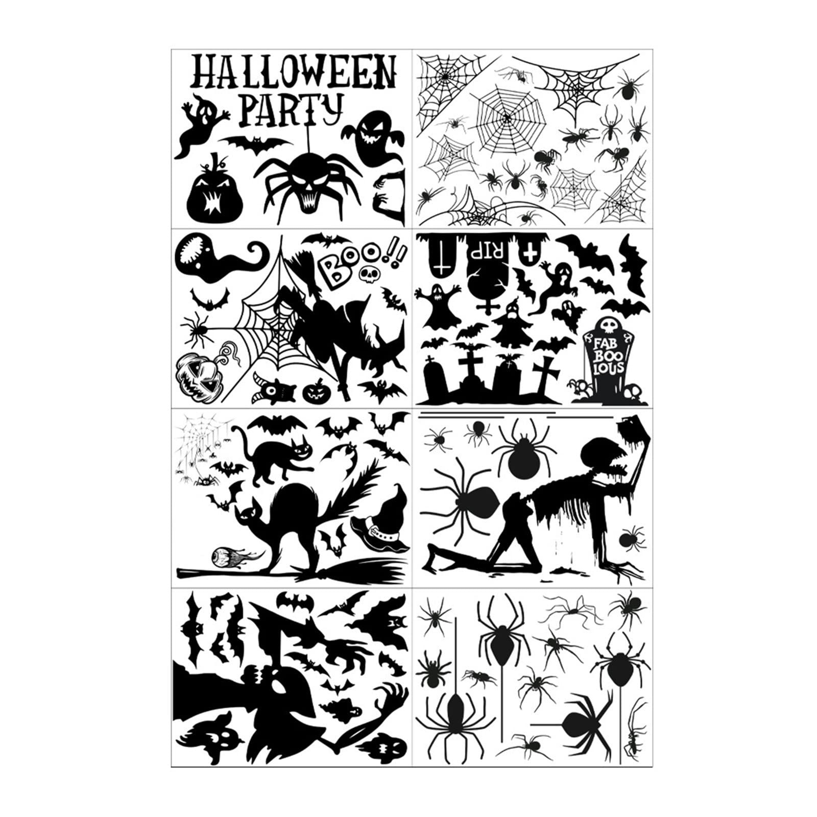 8 Sheet Halloween Window Clings - Pumpkin & Bat Door Stickers for Glass, Wall Decals - Spooky Home & Party Decorations - Reusable Vinyl Stickers for Adults - Perfect for Halloween Parties, Home Decor & Office Windows