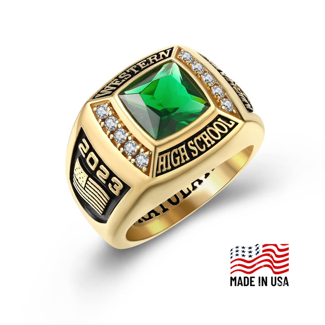 Authentic PJM Mementos USA Premium Men's Class Ring - 925 Sterling Silver or 10KT Gold - Custom High School College University Graduation Ring - Perfect Graduation Gift for Him - Ideal for Commencement Ceremonies, Alumni Events & Special Milestone Celebrations