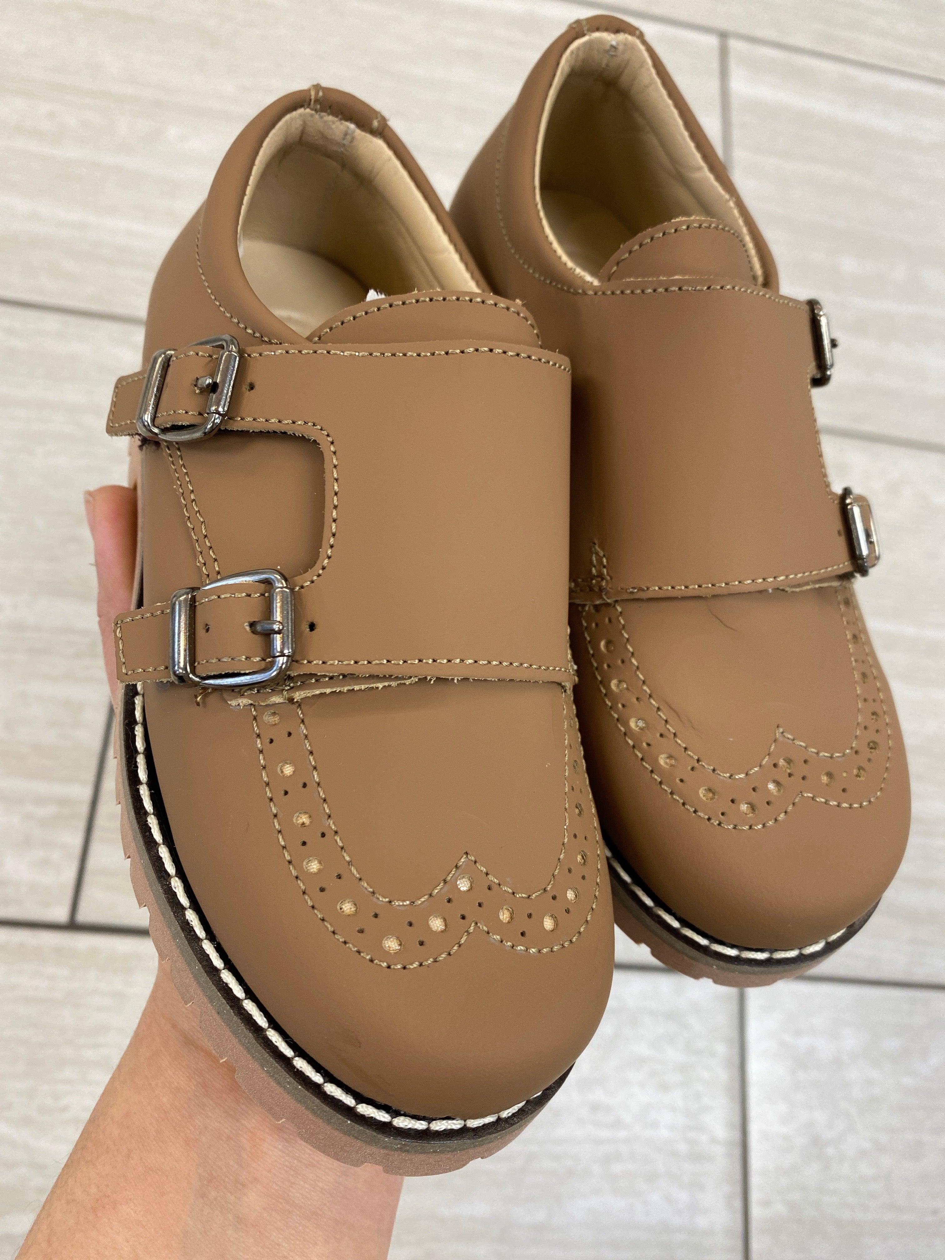 Blublonc Biscotto Double Monk Wingtip Loafer Shoes for Men | Genuine Leather Dress Shoes | Business Formal & Wedding Occasions