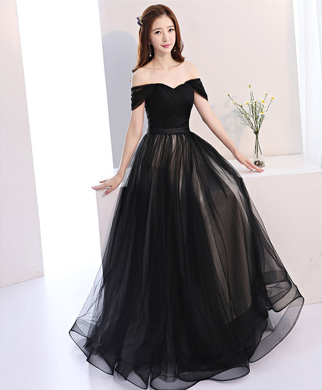 Elegant Black Off-Shoulder Long Prom Dress - Formal Evening Gown for Homecoming, Wedding & Special Occasions