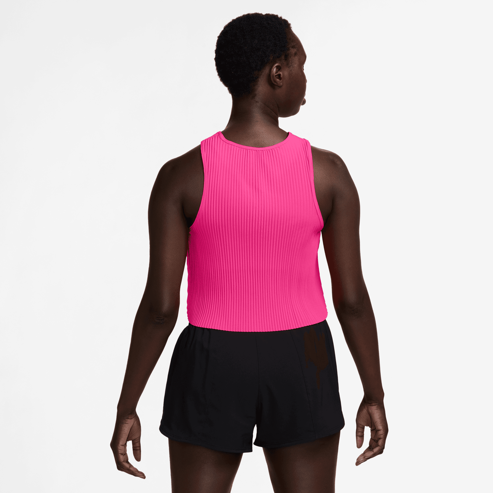AeroSwift Women's Dri-FIT ADV Cropped Running Tank Top - Breathable Workout Shirt for Running & Gym - Hyper Pink/Black - Perfect for Yoga, Jogging & Fitness Training