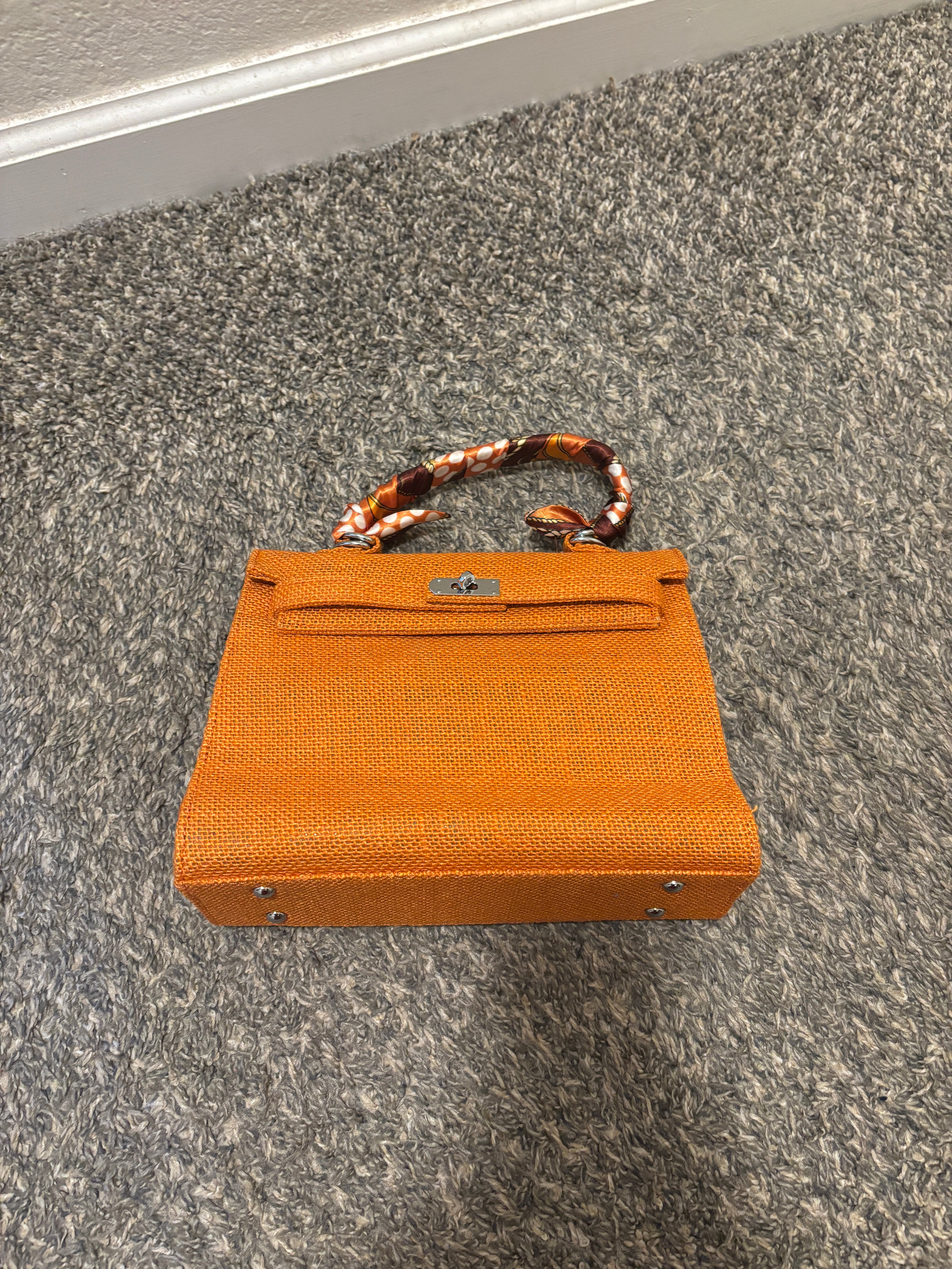 French Style Jute Mini Crossbody Bag for Women - Orange Eco-Friendly Tote & Shoulder Bag | Perfect for Beach, Shopping & Casual Outings