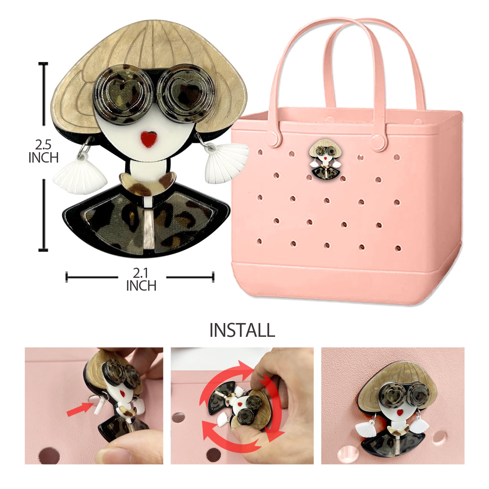 Bogg Bag Charms - Cute Acrylic Accessories for Bogg Bags & Rubber Beach Bags | Perfect for Beach Trips, Pool Parties & Summer Vacations