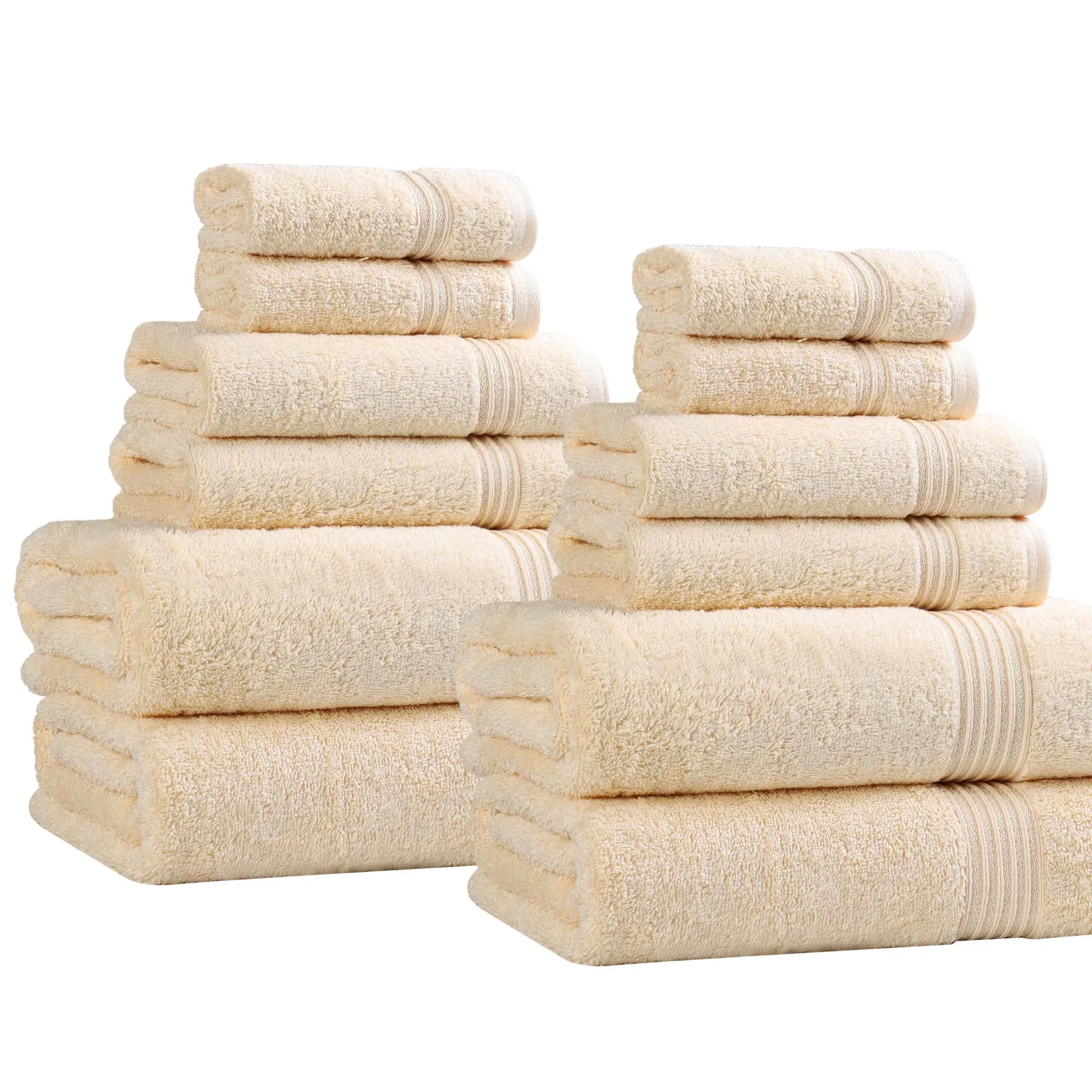 Premium 12-Piece Egyptian Cotton Towel Set - Ultra Soft, Highly Absorbent Bath & Beach Towels for Luxury Spa, Hotel, and Home Use