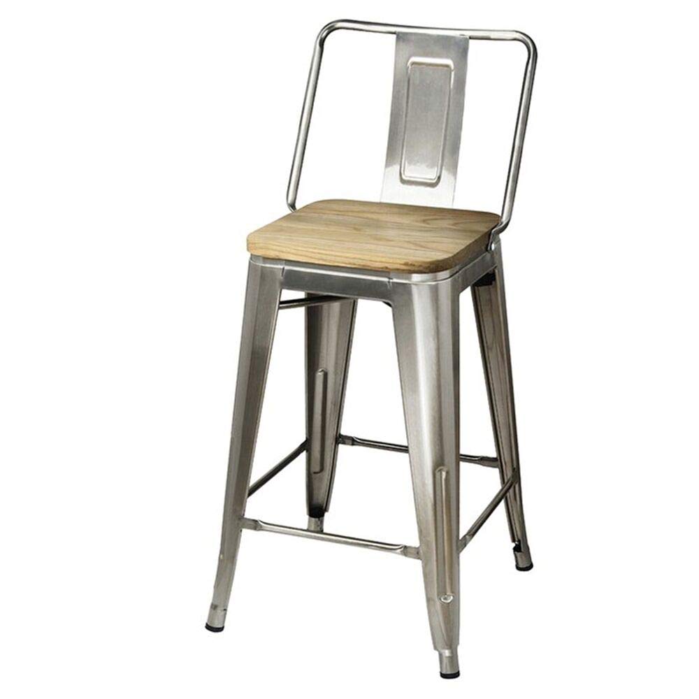 GIA 24-Inch Counter-Height Metal Bar Stool with Light Wood Seat - Gunmetal Finish - 1-Pack - Perfect for Kitchen Islands, Breakfast Bars & Home Decor
