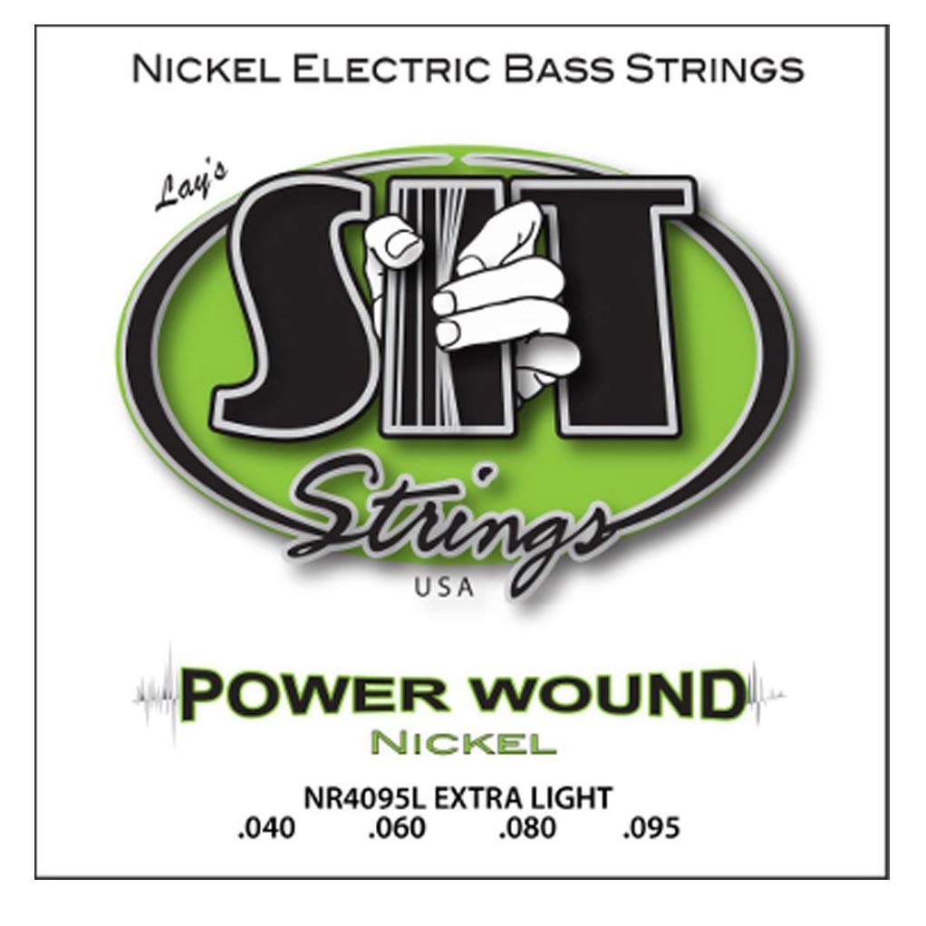 SIT Power Wound Nickel Bass Guitar Strings 4-String Set Extra Light 40-95 Gauge (NR4095L) - Perfect for Jazz, Blues & Studio Recording