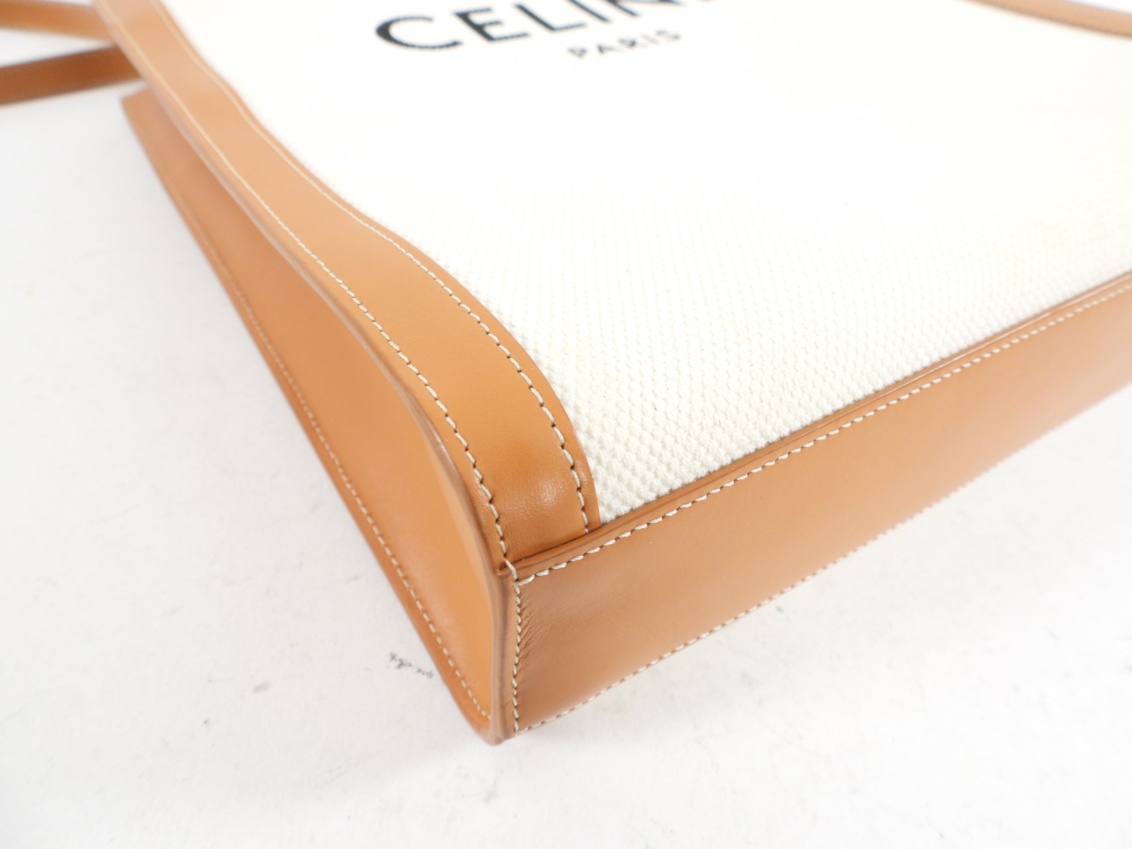 Celine Vertical Canvas and Leather Logo Tote Bag for Women - Stylish Designer Handbag for Work, Travel & Everyday Use