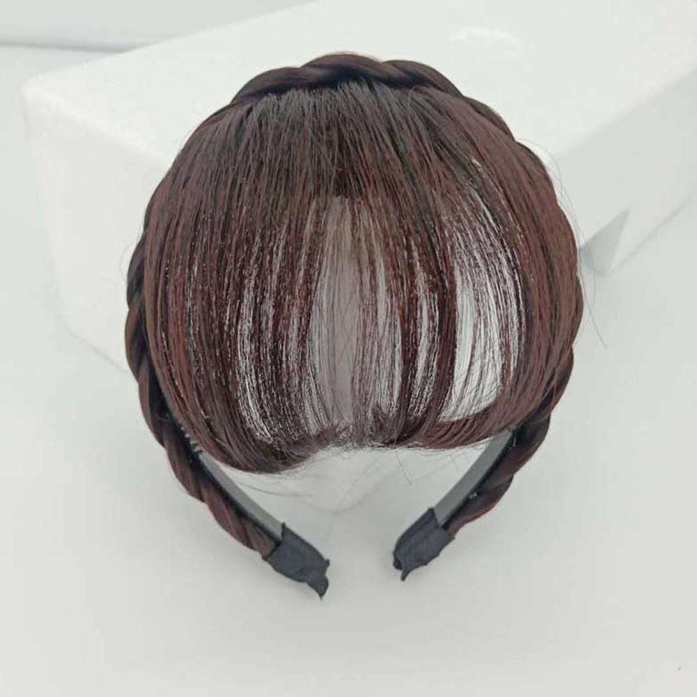 New Twist Headband With Bangs For Women - Natural Brown Black Artificial Wig Hair Band | Perfect for Cosplay, Costume Parties & Everyday Fashion