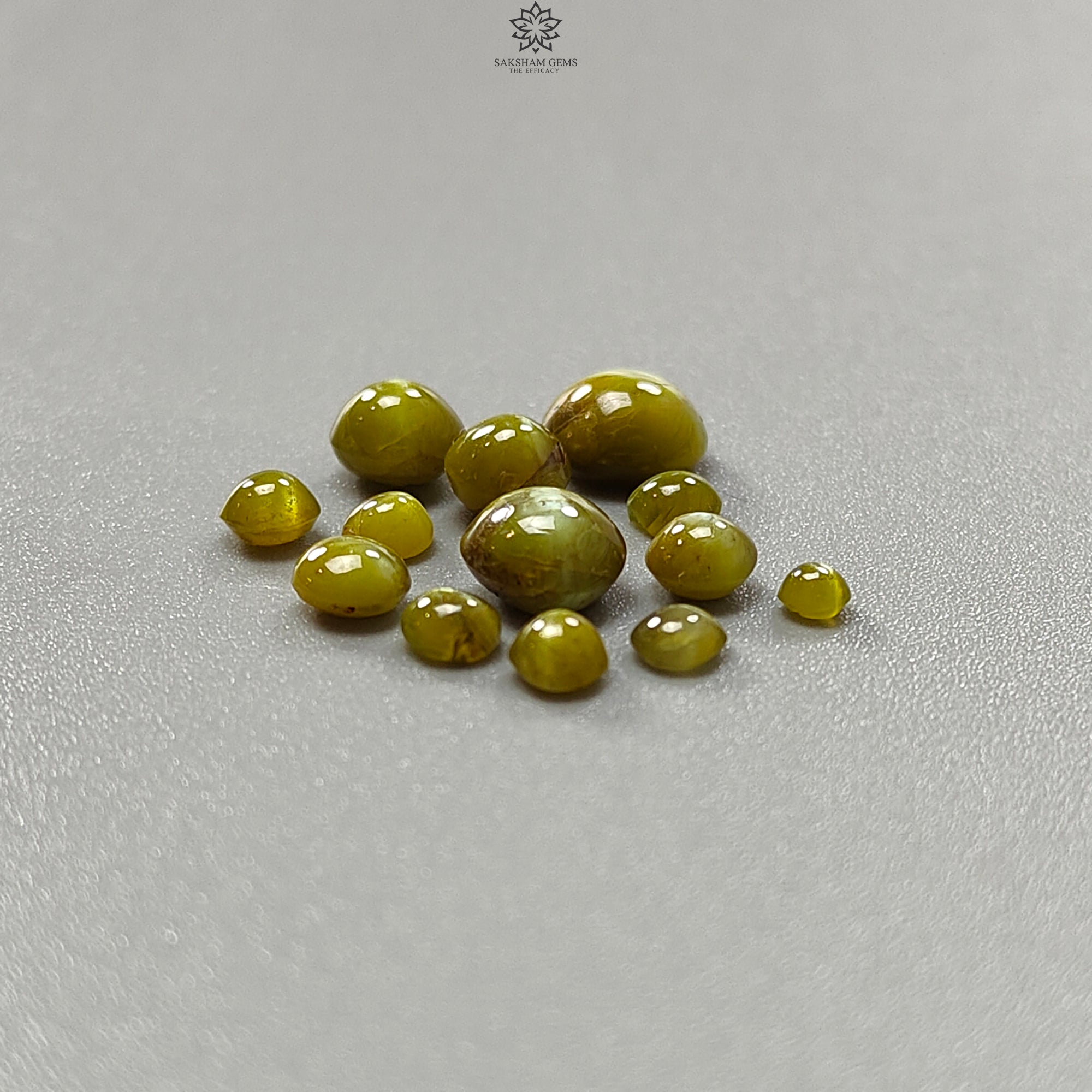 Natural Chrysoberyl Cat's Eye Gemstone Cabochons - Untreated, Unheated Round Shape (12pcs/13pcs Lots) - June Birthstone for Jewelry Making - Perfect for Rings, Pendants & Healing Crystal Collections