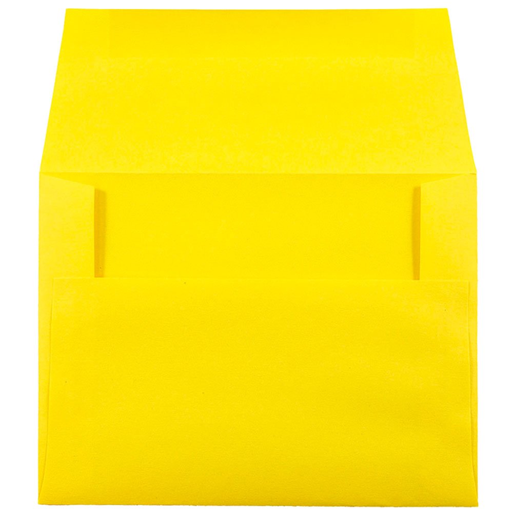 JAM PAPER A2 Colored Invitation Envelopes 4 3/8 x 5 3/4 Inches - 500 Pack Bulk Yellow Recycled Paper Envelopes for Wedding, Party, Business & Greeting Cards