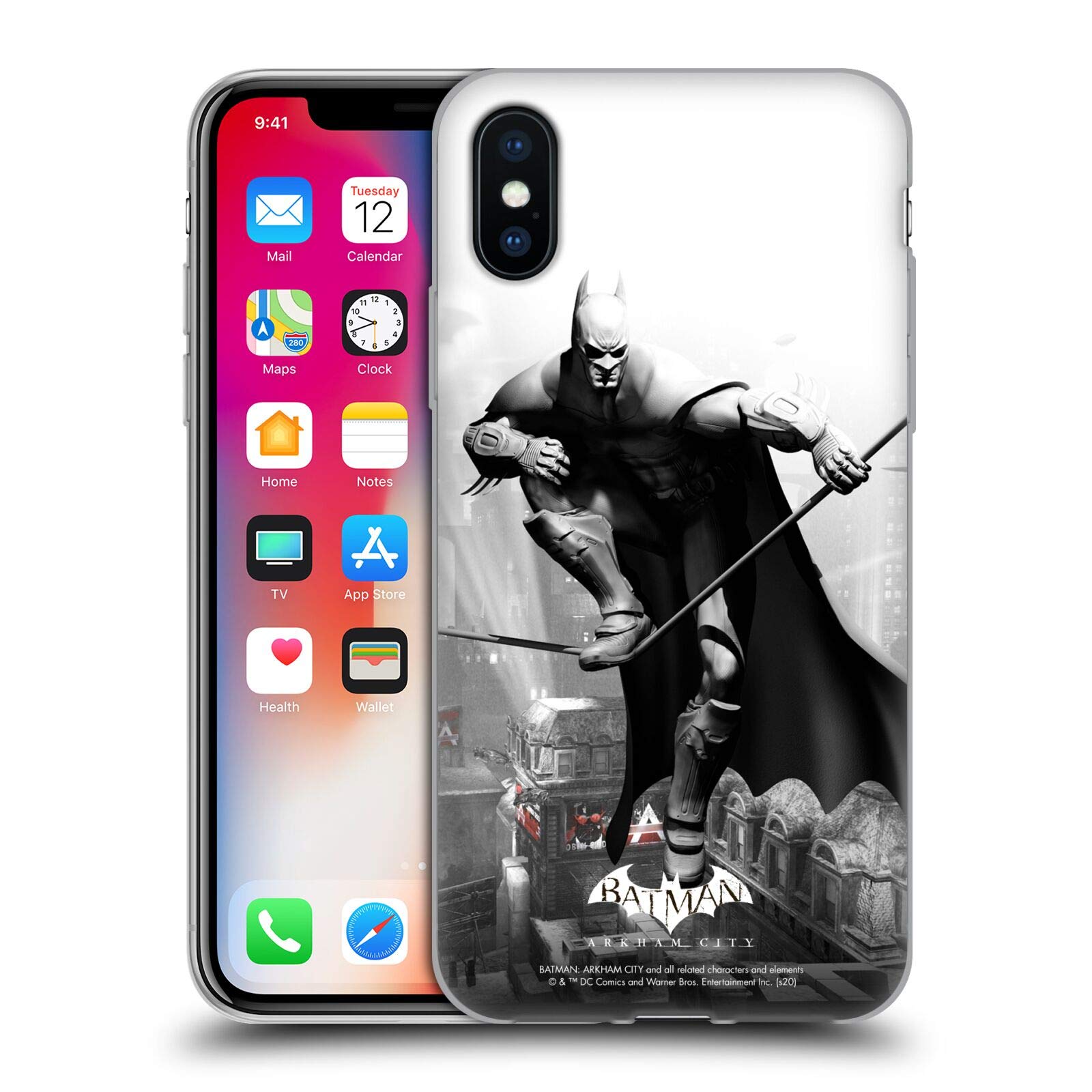 Officially Licensed Batman Arkham City Comic Book Cover Soft Gel Case for iPhone X/Xs - Durable Protective Phone Cover with Key Art Design | Perfect for DC Fans, Comic Collectors & Superhero Enthusiasts