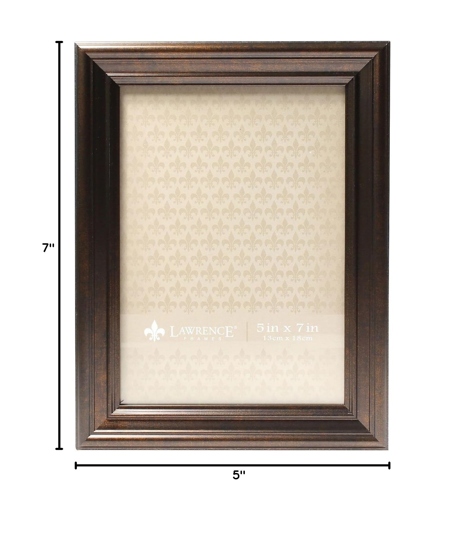 Lawrence Frames 535557 Bronze 5x7 Classic Detailed Oil Rubbed Picture Frame - Perfect for Displaying Family Photos, Wedding Portraits & Home Decor