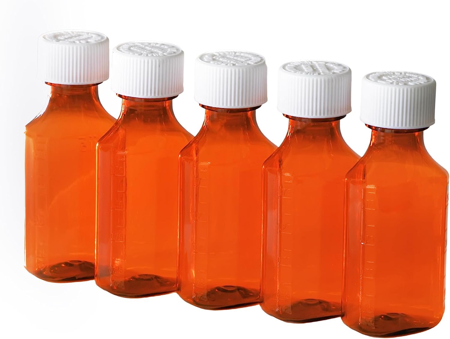 Child Resistant 8oz Amber Plastic Medicine Bottles (5 Pack) - Light-Sensitive Prescription & Pharmaceutical Storage with Safety Lids - Ideal for Pharmacy, Home Medication, and Travel Use