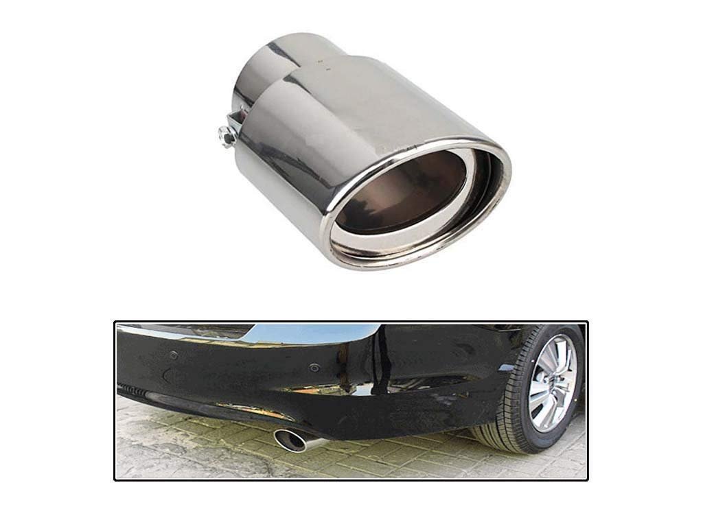 GOLSM Chrome Single Oval Pipe Exhaust Silencer for Maruti Car 800 - Stylish Performance Upgrade for Street Racing & Car Shows