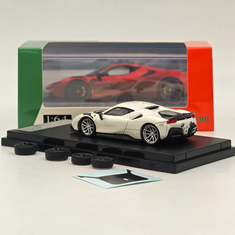 Novitec Ferrari SF90 1:64 Scale Diecast Model Car - White - Collectible Toy for Display, Gifts & Racing Enthusiasts