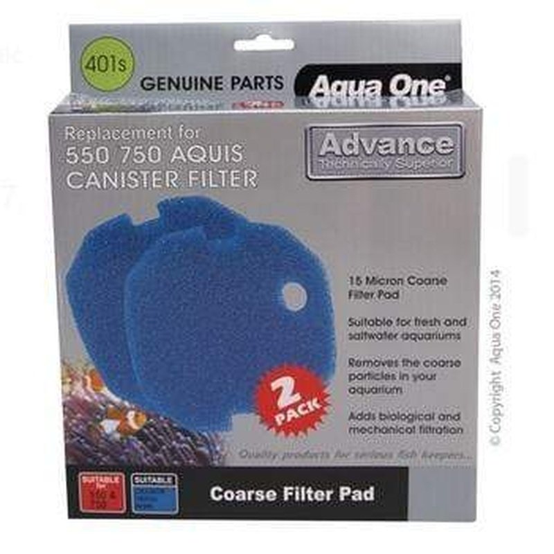 Aqua One Sponge 15ppi 2-Pack for Aquis 550/750 Fish Tank Filter - High Density Foam for Aquarium Water Filtration (Model 25401s) - Perfect for Freshwater and Saltwater Tanks