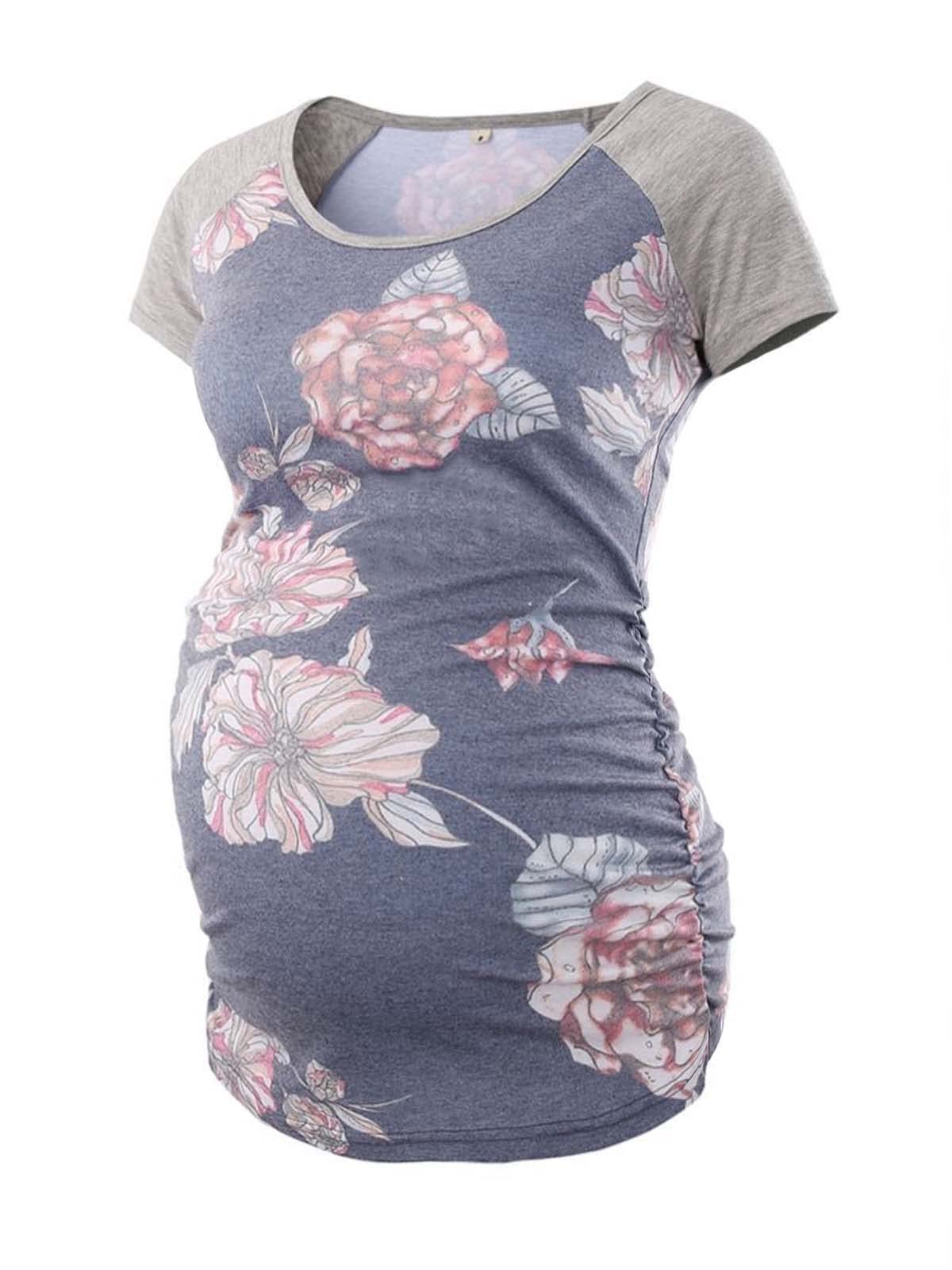 BBHoping Women's Maternity Tops - Short & Long Sleeve Baseball Crew Neck Pregnancy Shirts with Side Ruched Design | Comfortable for Work, Casual Wear & Everyday Maternity Fashion