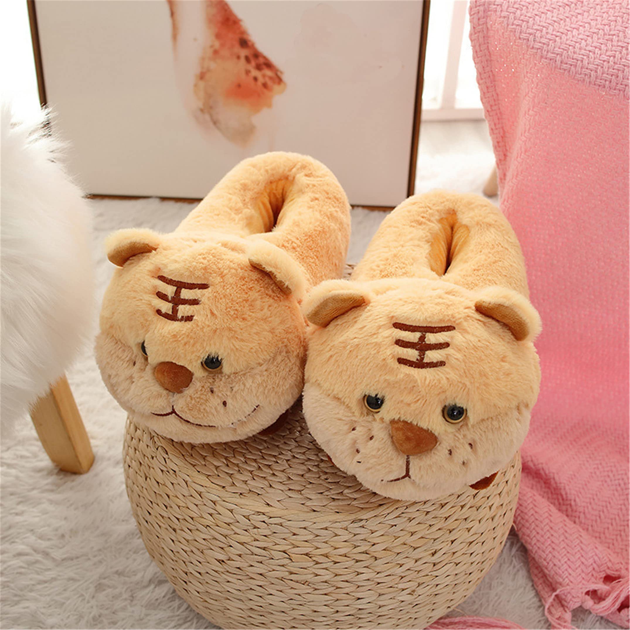 Cute Pig Cartoon Animal Home Furry Slippers for Women - Warm Winter House Shoes with Non-Slip Sole | Cozy Indoor/Outdoor Wear for Lounge, Bedroom & Gift Giving