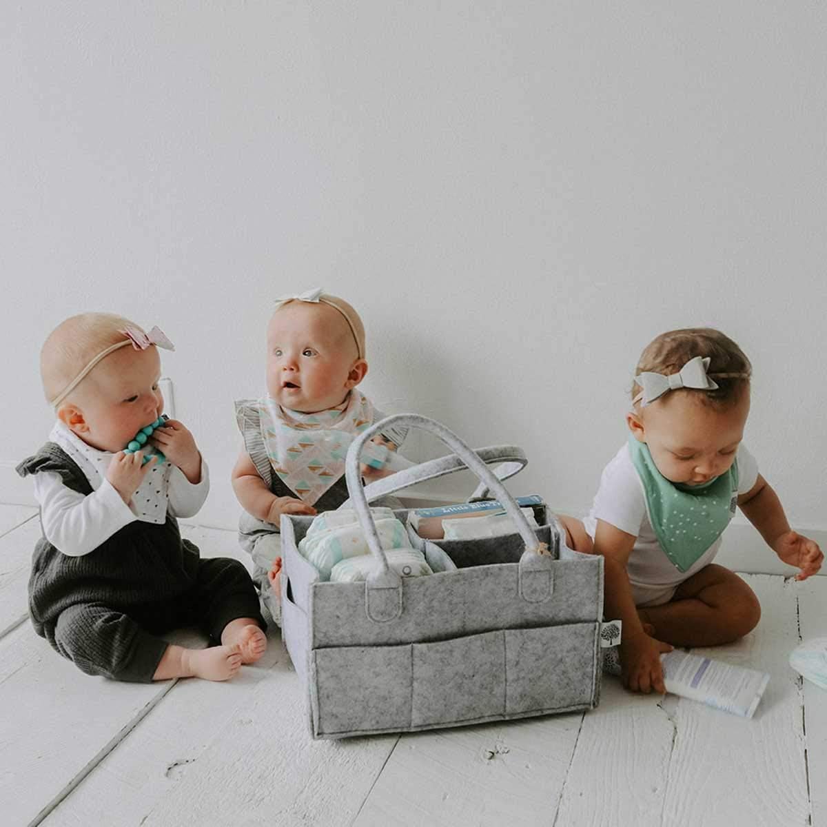 Parker Baby Diaper Caddy Organizer - Gray Nursery Storage Bin & Car Organizer for Baby Essentials | Perfect for Nursery, Changing Station & Travel
