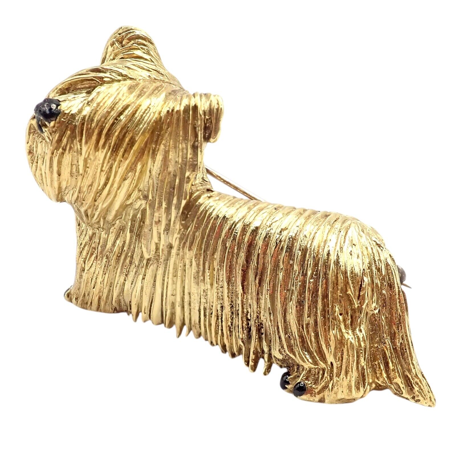 Vintage Tiffany & Co 18k Yellow Gold Enamel Terrier Dog Brooch Pin - 1960s Rare Collectible Jewelry for Women, Perfect for Special Occasions & Gift Giving