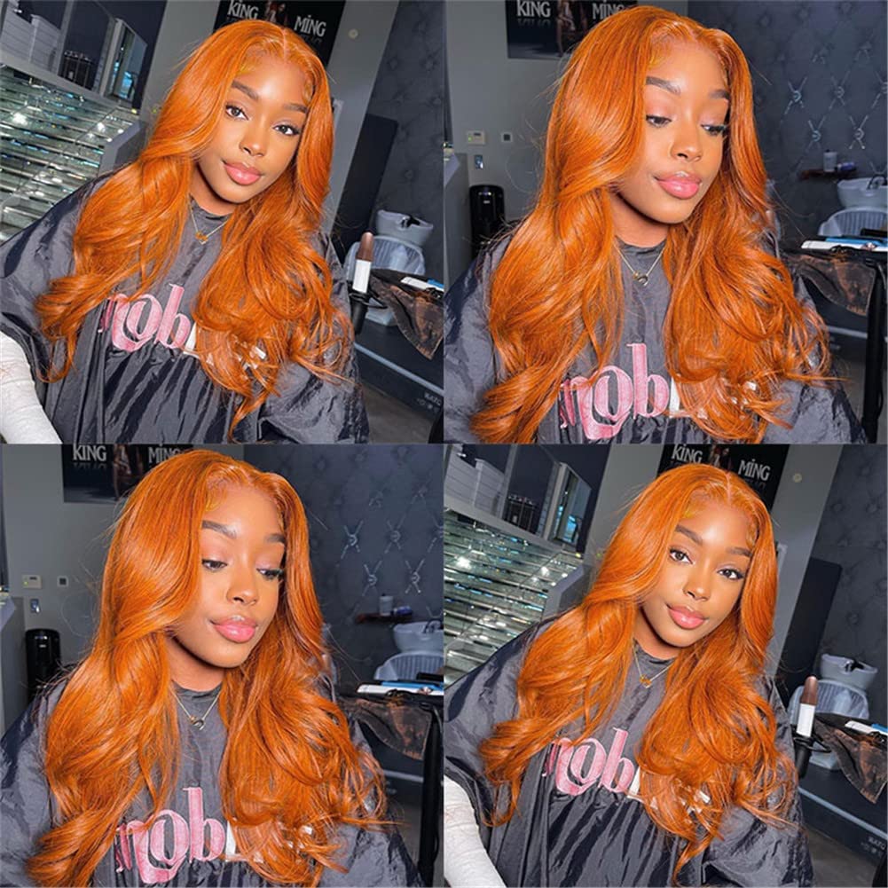 13x4 Ginger Orange Lace Front Wigs Human Hair - Body Wave Glueless Wig with Pre-Plucked Baby Hair & Invisible Lace for Black Women (26 Inch) | Perfect for Daily Wear, Cosplay, and Special Occasions