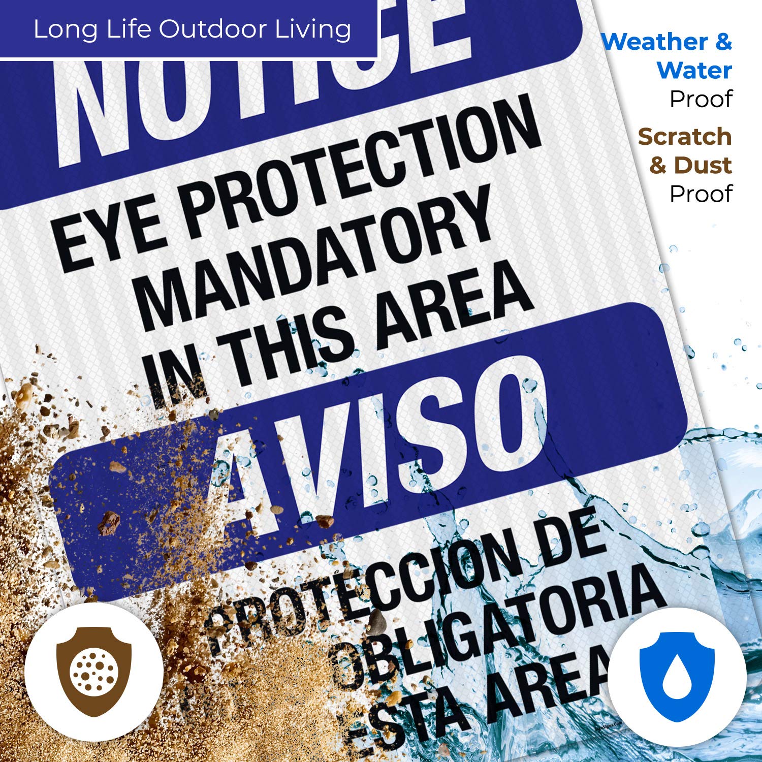 Bilingual Eye Protection Mandatory Sign - OSHA Compliant 24x30 Inches, 3M EGP Reflective .080 Aluminum, Fade Resistant for Indoor/Outdoor Use - Made in USA | Workplace Safety, Construction Sites, Factories