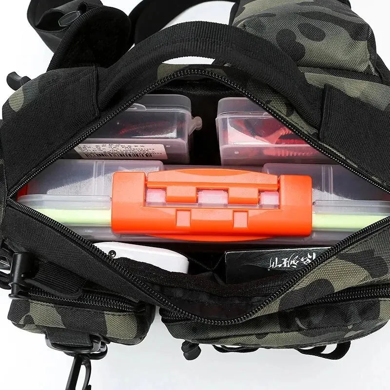 Waterproof Tactical Fishing Backpack with Rod Holder - Durable Outdoor Gear for Fly Fishing, Kayaking & Hiking Adventures