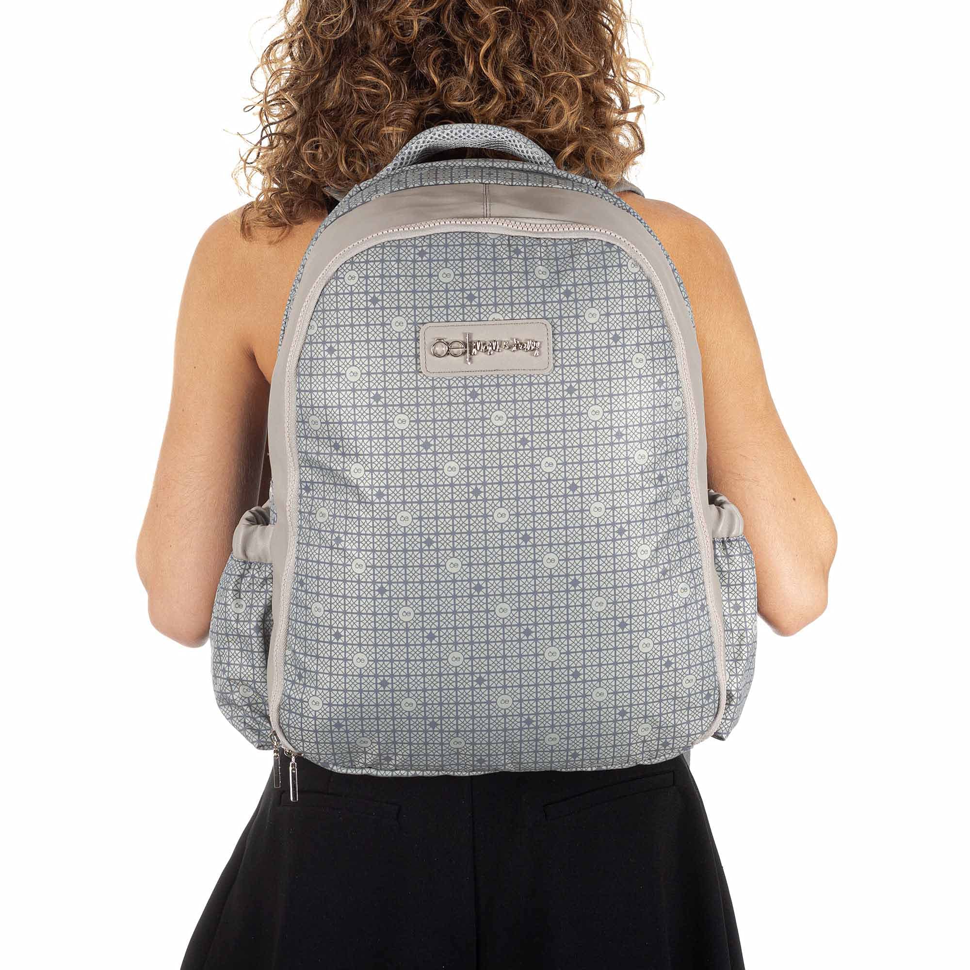 Cloe Mom & Baby Monogram Diaper Backpack - Stylish Gray Diaper Bag for Travel, Daycare & On-the-Go Parents | Large Capacity, Insulated Pockets & Durable Design