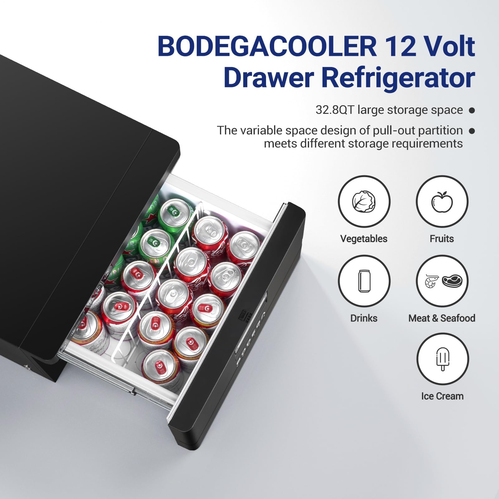 12V Portable Refrigerator Freezer - 33 Quart (31L) RV Car Fridge with APP Control (-4°F to 68°F) - Compact Cooler for Camping, Road Trips, Tailgating - Perfect for Trucks, Vans & SUVs (12/24V DC) - Keep Food Fresh on Outdoor Adventures