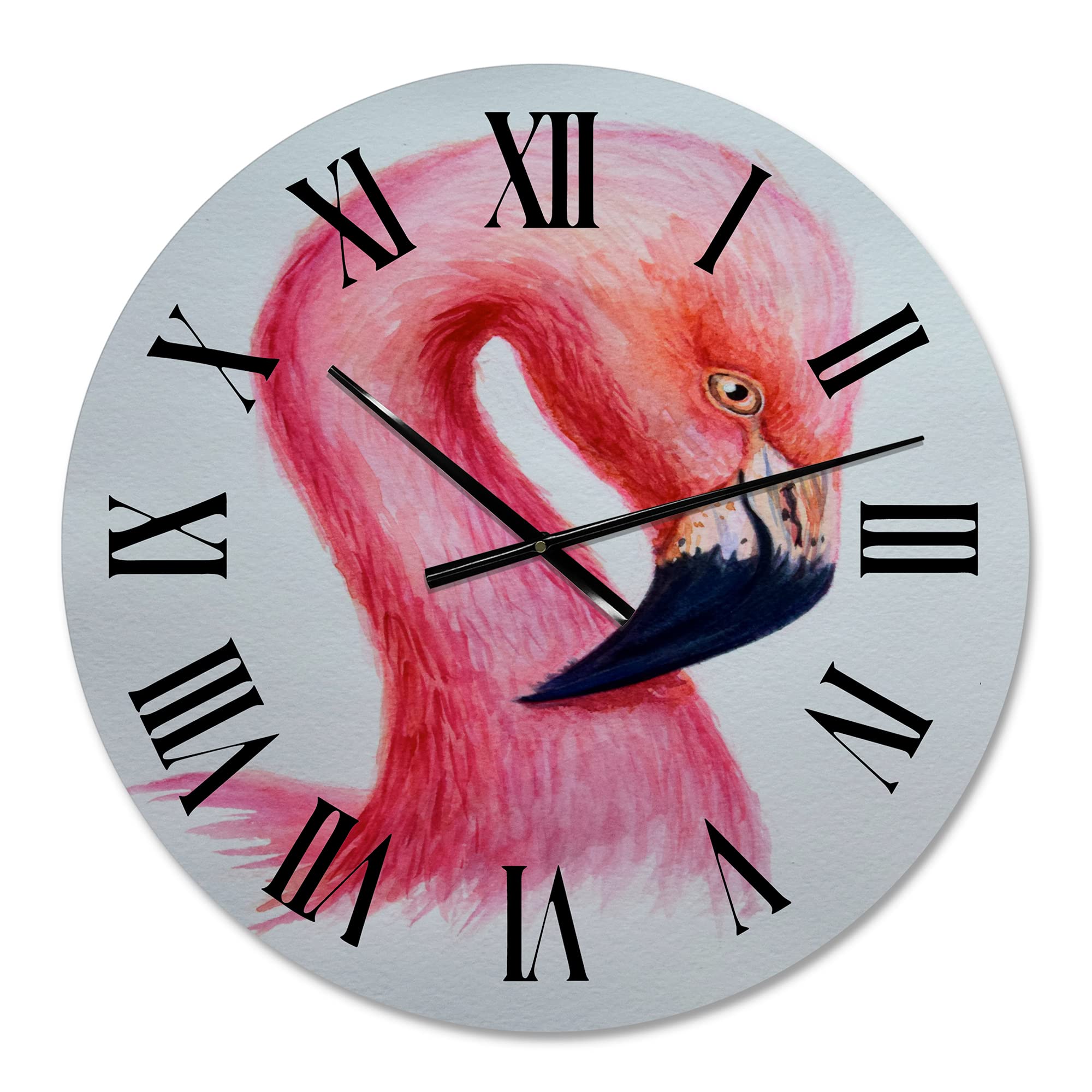 Farmhouse Wall Clock with Pink Flamingo Design - Large Decorative Wall Clock for Living Room, Kitchen, Bedroom - Rustic Home Decor & Unique Gift Idea