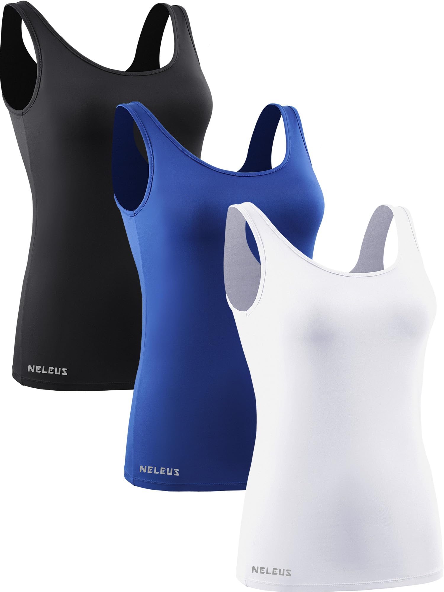 NELEUS Women's 3 Pack Seamless Yoga Bras - High Support Compression Tank Tops with Removable Cups for Running, Workout & Gym - Moisture Wicking Athletic Shirts for Yoga, Pilates & Fitness Training