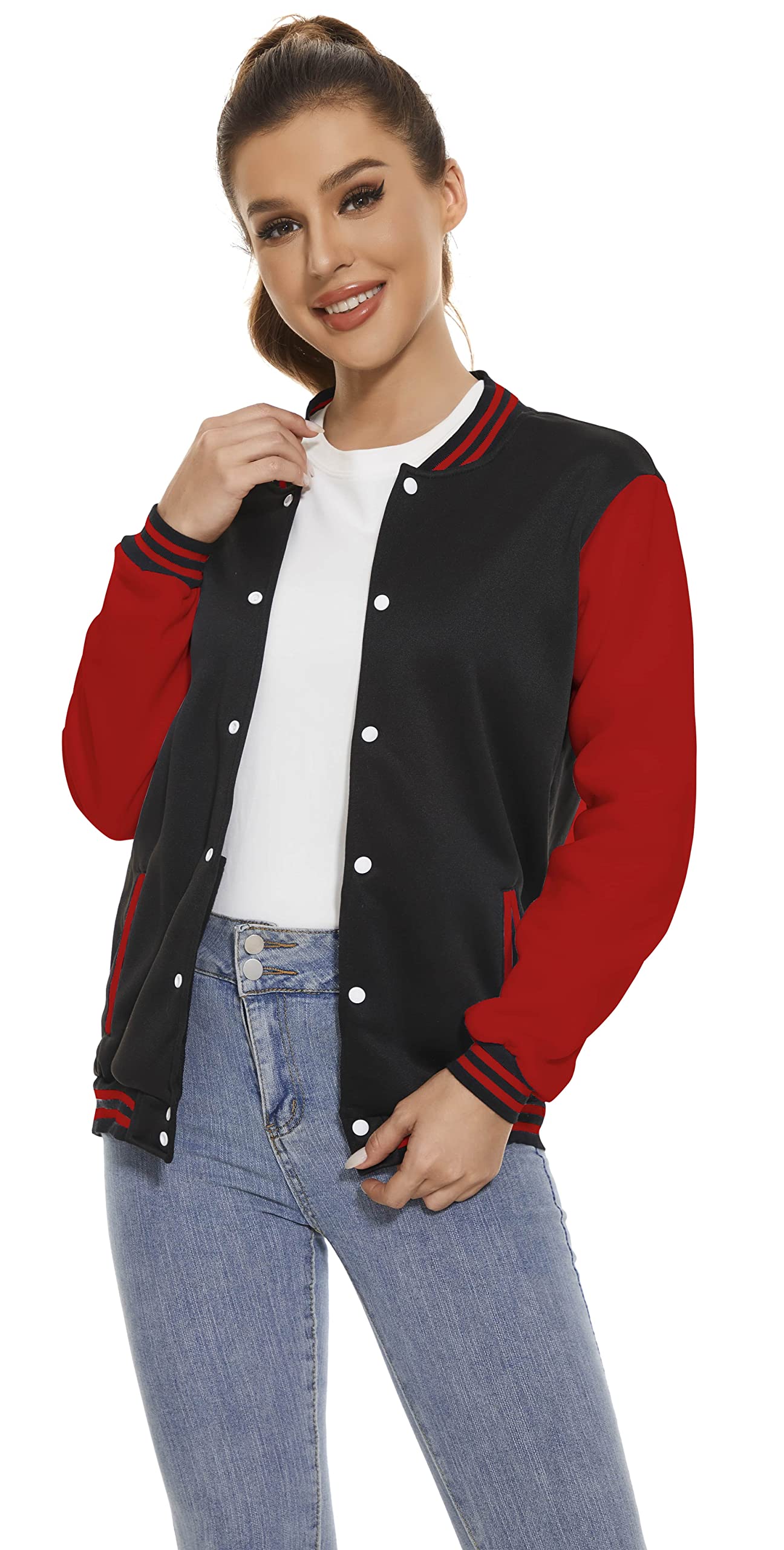 Yuji Itadori Women's Varsity Jacket - Lightweight Baseball Fleece Coat with Button Down Design | Casual Streetwear, Anime Cosplay, Fall Fashion Outerwear