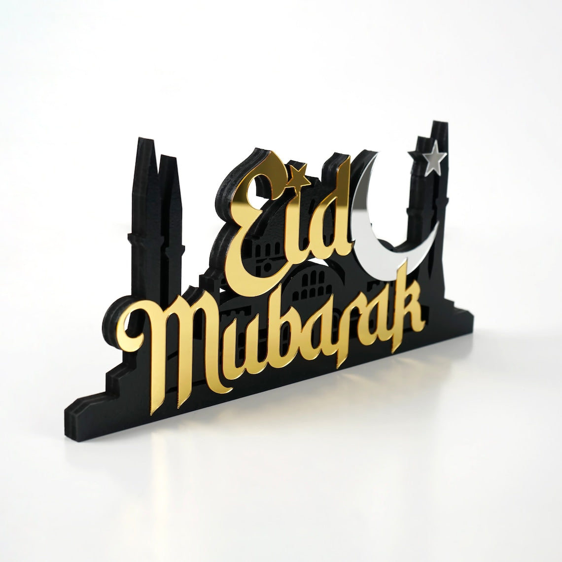 Elegant Eid Mubarak Ramadan Wooden Islamic Gift - Home Table Decor for Muslim Holidays & Festive Celebrations