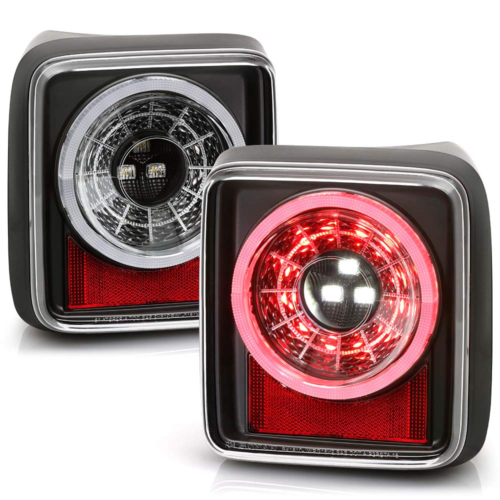 ACANII Black Housing LED Round Sequential Tail Lights for 2018-2022 Jeep Wrangler JL | Halogen Type Replacement | Enhanced Visibility & Style for Off-Road Adventures