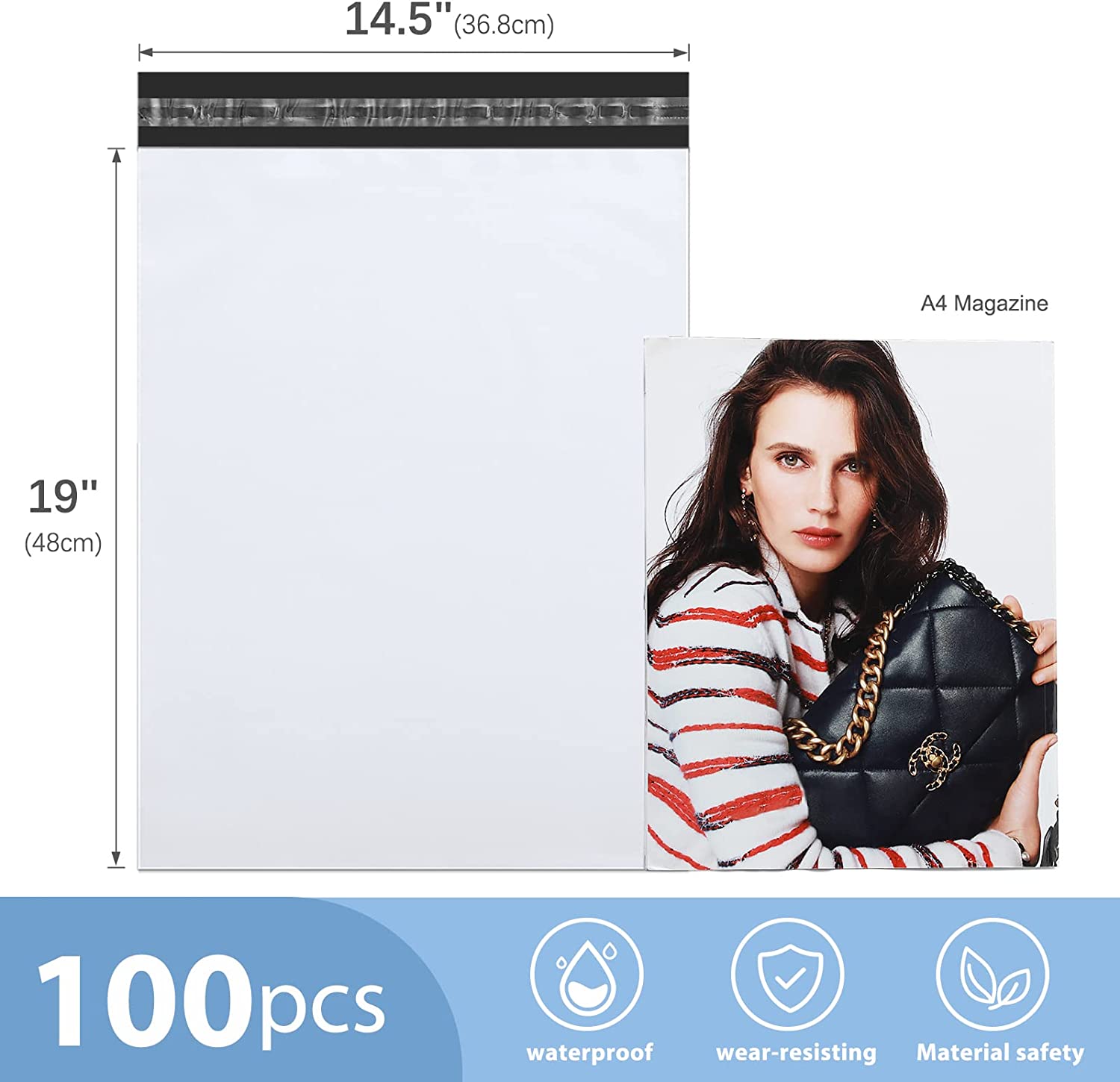 14.5x19 Inch Poly Mailers - Waterproof Shipping Envelopes for Ecommerce, Mailing & Packaging - Durable, Lightweight & Self-Sealing - Perfect for Clothing, Books & Small Business Shipments
