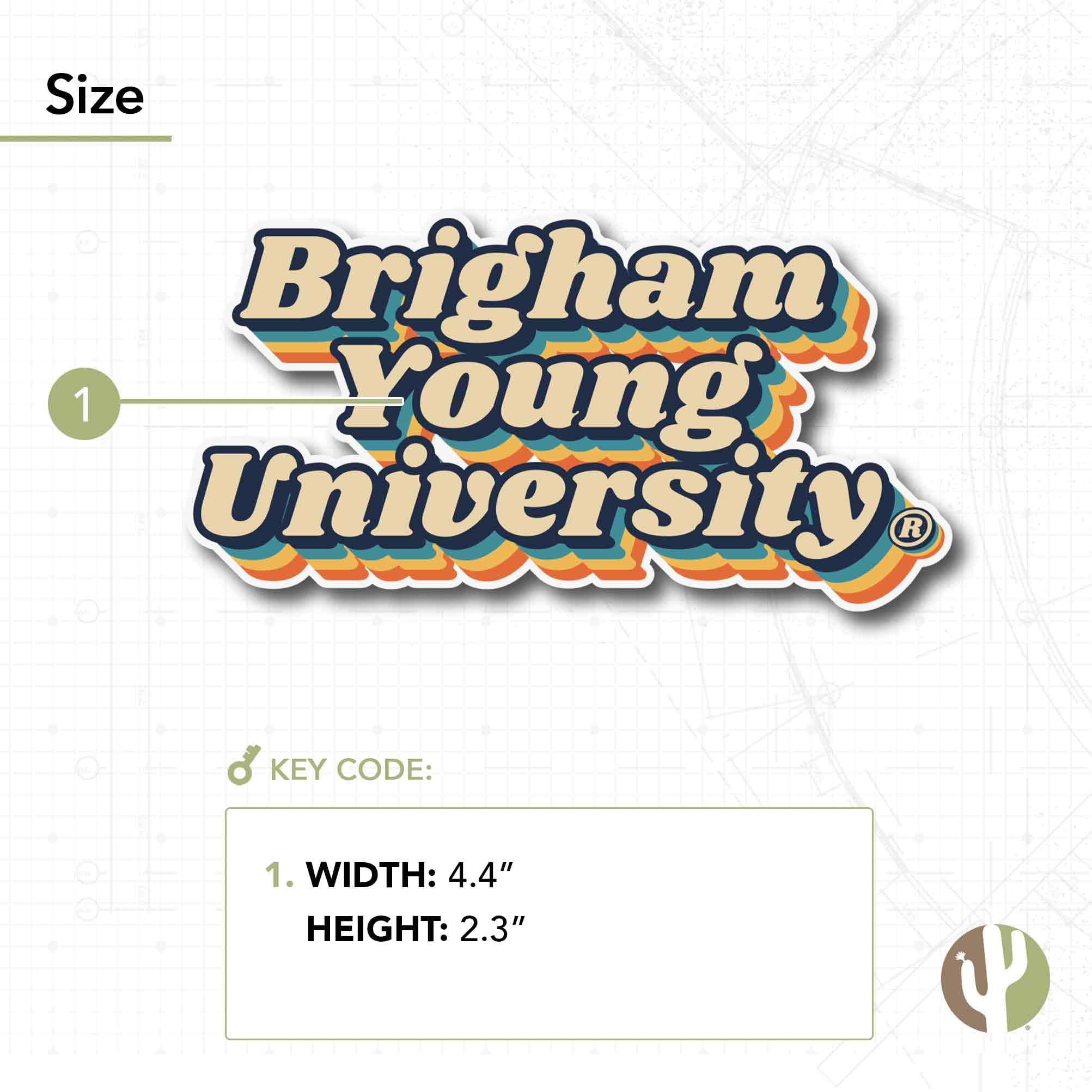 BYU Cougars Vinyl Decal Sticker - Desert Cactus Design for Laptop, Water Bottle, Car & Scrapbook - Brigham Young University 70's Retro Style College Decor