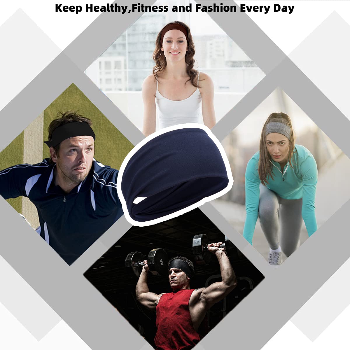 4 Pack Unisex Sports Headbands - Moisture Wicking Workout Head Wraps for Men & Women, Non-Slip Fitness Headbands for Running, Yoga, Gym & Helmet Use | Perfect for Sweat Control During Intense Workouts & Outdoor Activities