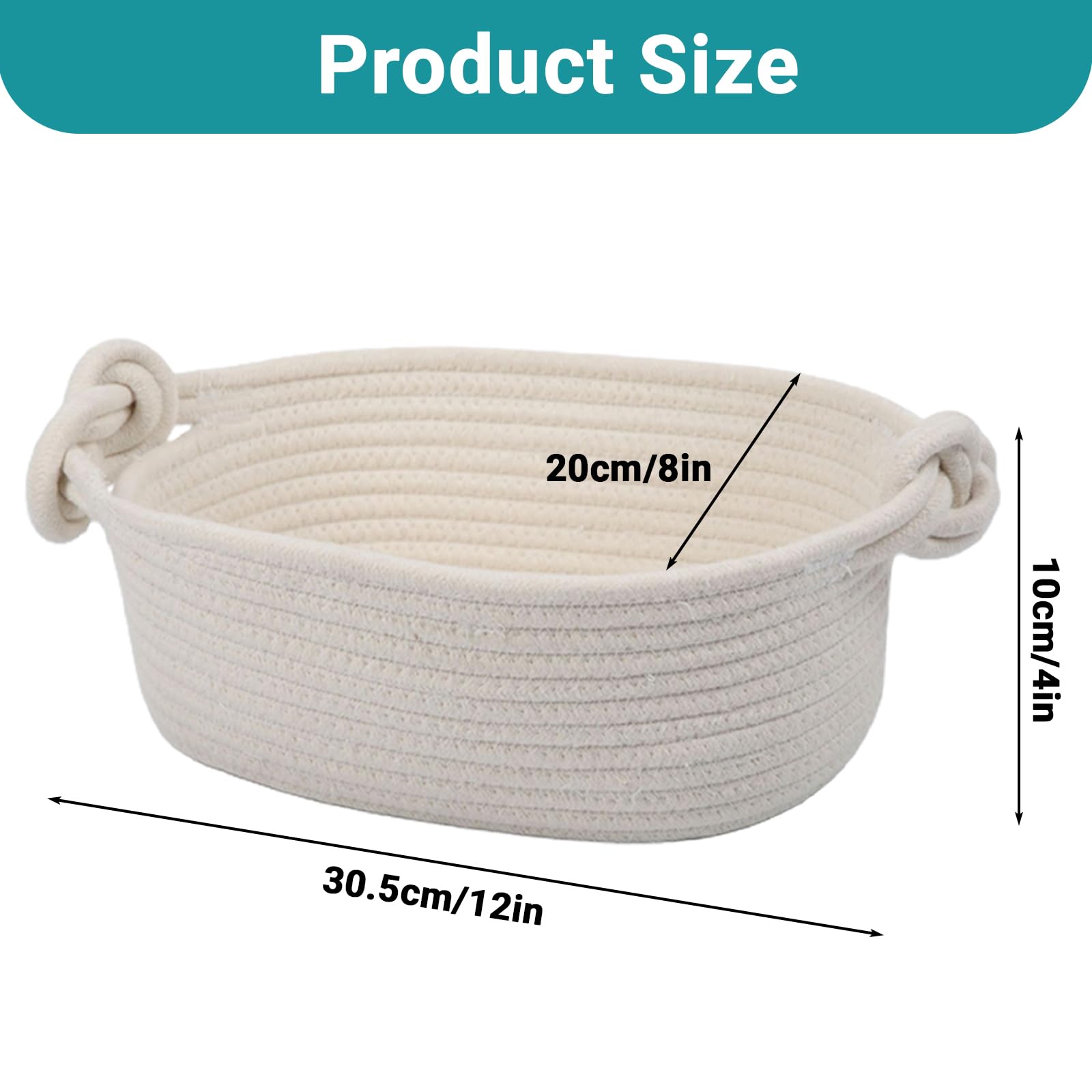 3-Pack Cotton Rope Storage Baskets with Handles - 12