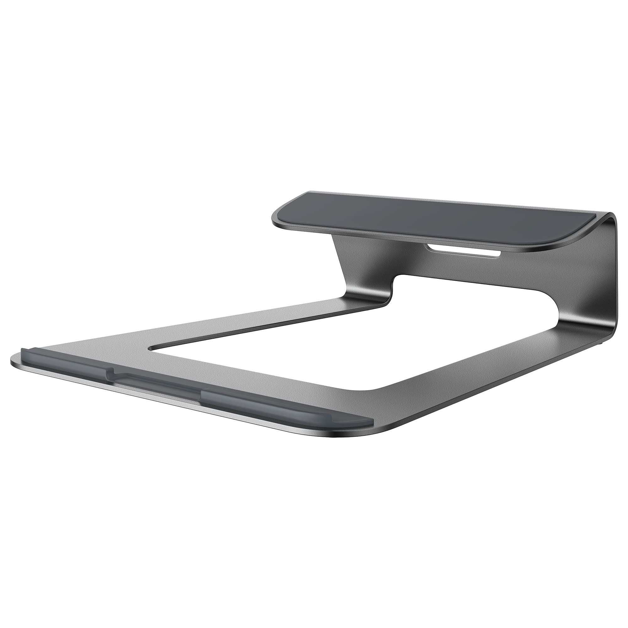 Ergonomic Aluminum Laptop Stand for Desk - Adjustable Height Notebook Stand for MacBook Air Pro, Dell XPS, HP, Lenovo & More - Universal Tablet Computer Stand Fits 10-17.3 Inch Laptops (Grey) - Perfect for Home Office, Gaming & Workstation Setup
