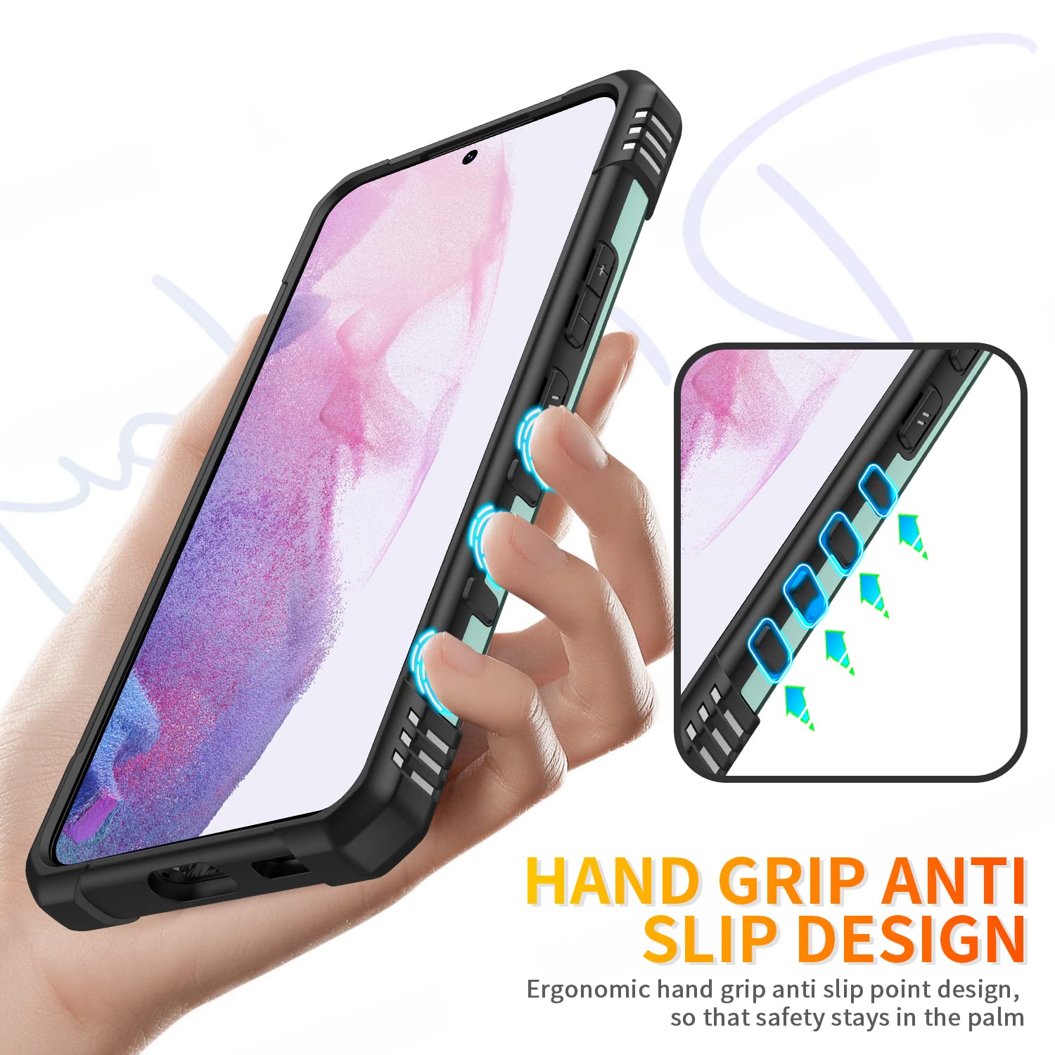 **Military Grade Shockproof Protective Case for Samsung Galaxy S21+ with Kickstand & Magnetic Holder - Drop Proof, Durable Phone Cover (Blue) - Perfect for Outdoor, Travel & Daily Use**