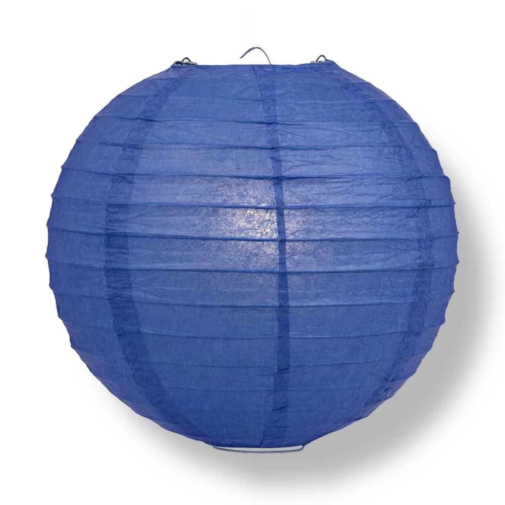30 Pack Dark Blue Jumbo Round Paper Lanterns with Even Ribbing - Chinese Style Hanging Decor for Weddings, Parties & Home Celebration | Perfect for Indoor/Outdoor Events, Festival Lighting & Asian-Themed Decorations