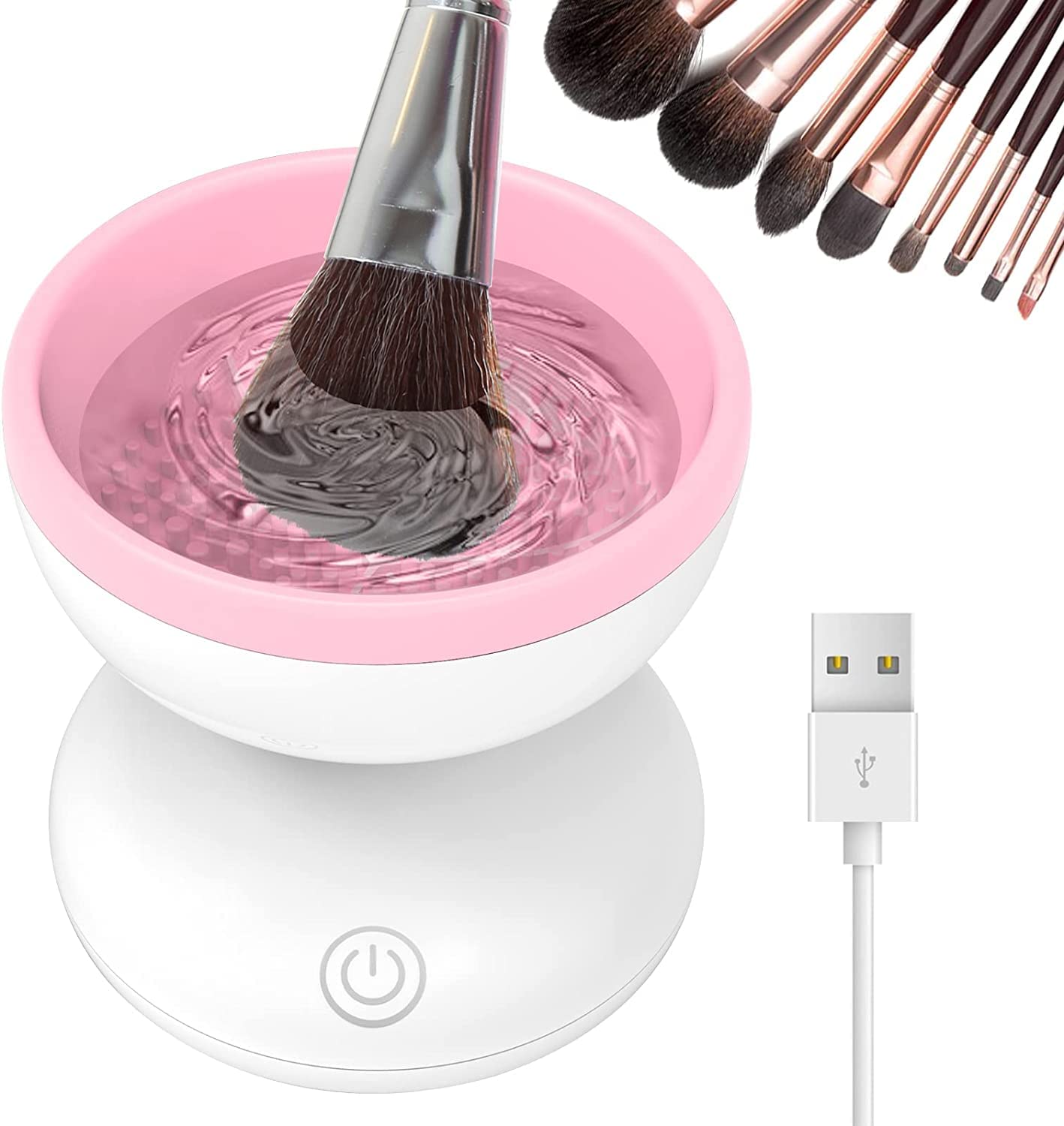 Crobat Electric Makeup Brush Cleaner Machine - Automatic Portable Cosmetic Brush Cleaning Tool with Spinner for All Size Beauty Brushes | Perfect for Home, Salon & Travel Use
