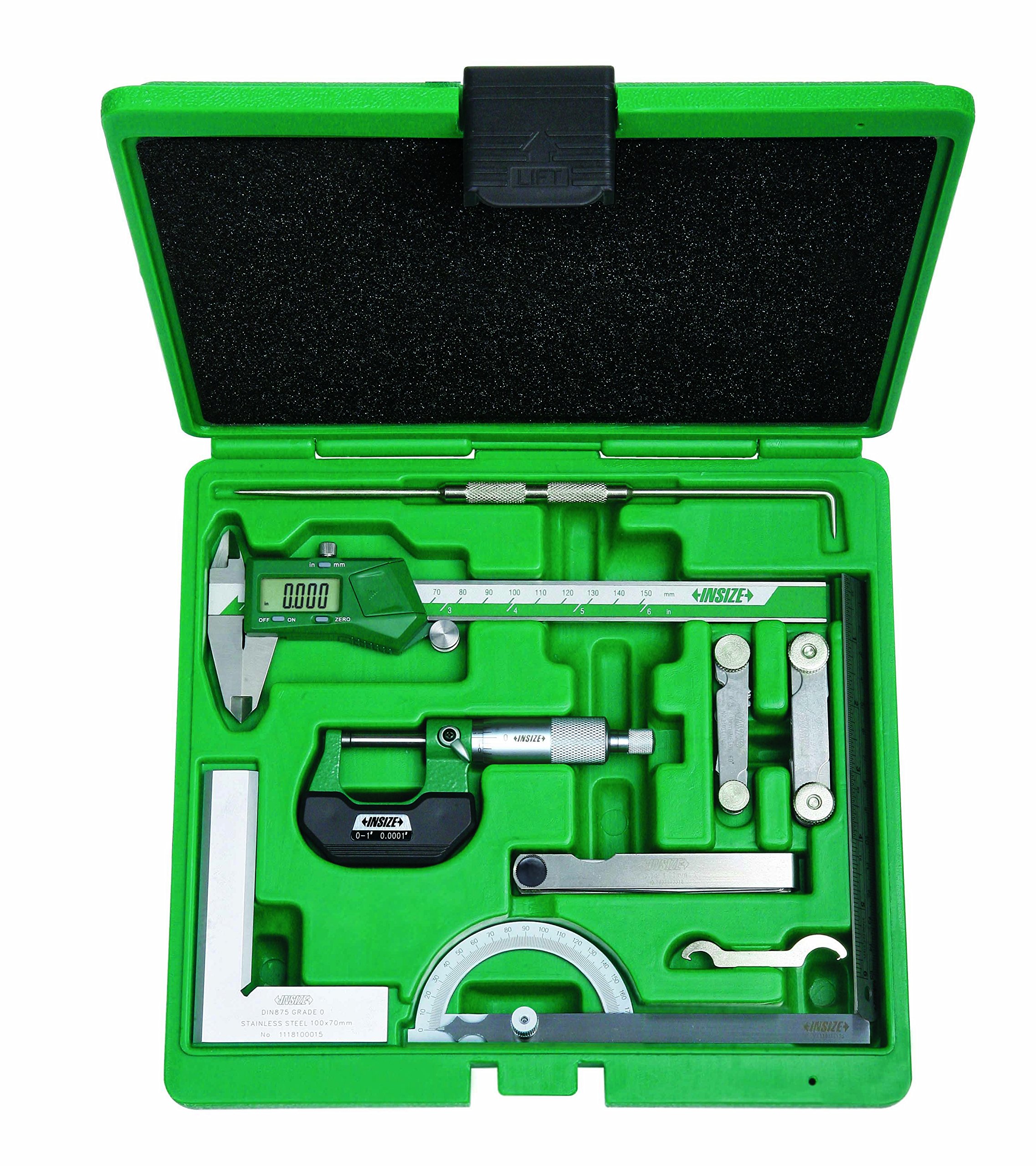 INSIZE 5091-E 9-Piece Precision Measuring Tool Set for Metalworking, Woodworking & Engineering | Calipers, Micrometers & Gauges | Workshop, DIY & Industrial Use