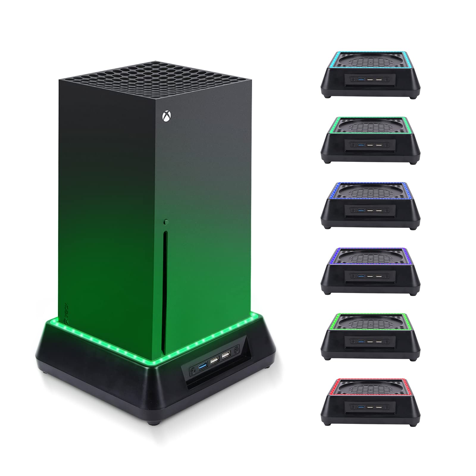 TechKen RGB Cooling Fan Stand Dock for Xbox Series X - 3 Speed Levels, 7 Color Modes, Adjustable LED Light - Perfect for Gaming & Entertainment Setup (Small)