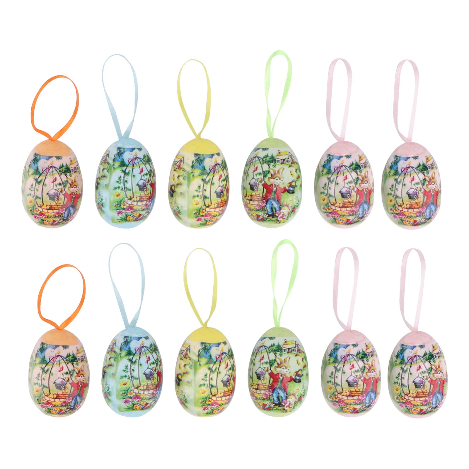 Balacoo 12Pcs Colorful Easter Egg Hanging Ornaments - Hand-Painted Easter Tree Decorations for Spring, Christmas & Easter Celebrations - Fun Egg Game Toys (Random Colors) - Perfect for Holiday Parties, Home Decor & Kids Activities