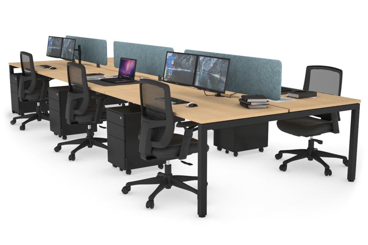 Quadro Square Legs 6-Person Office Workstation - 1800L x 800W with Cable Management - Ideal for Collaborative Workspaces & Open Office Environments