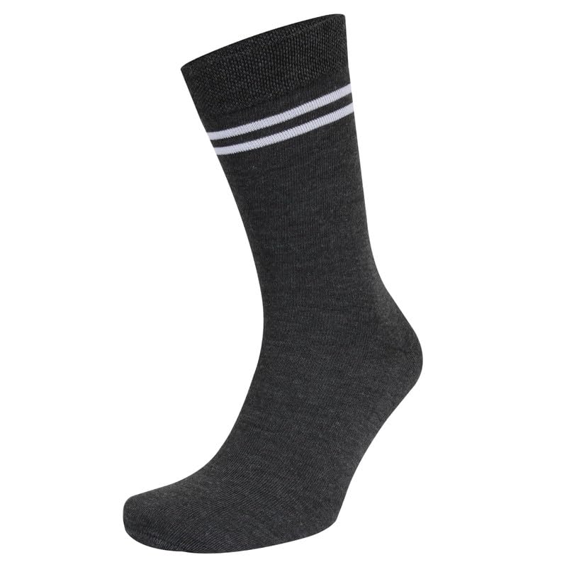 Bizala Grey & White Striped Wool School Socks for Boys & Girls (5 Pairs) - Warm Calf-Length Winter Socks for Kids' Uniforms & Daily Wear